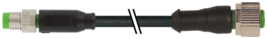 Murr M8 male 0°/ M12 female 0°, 3-pole, black, 1m Murrelektronik