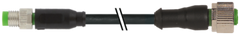 Murr M8 male 0°/ M12 female 0°, 3-pole, black, 1m Murrelektronik