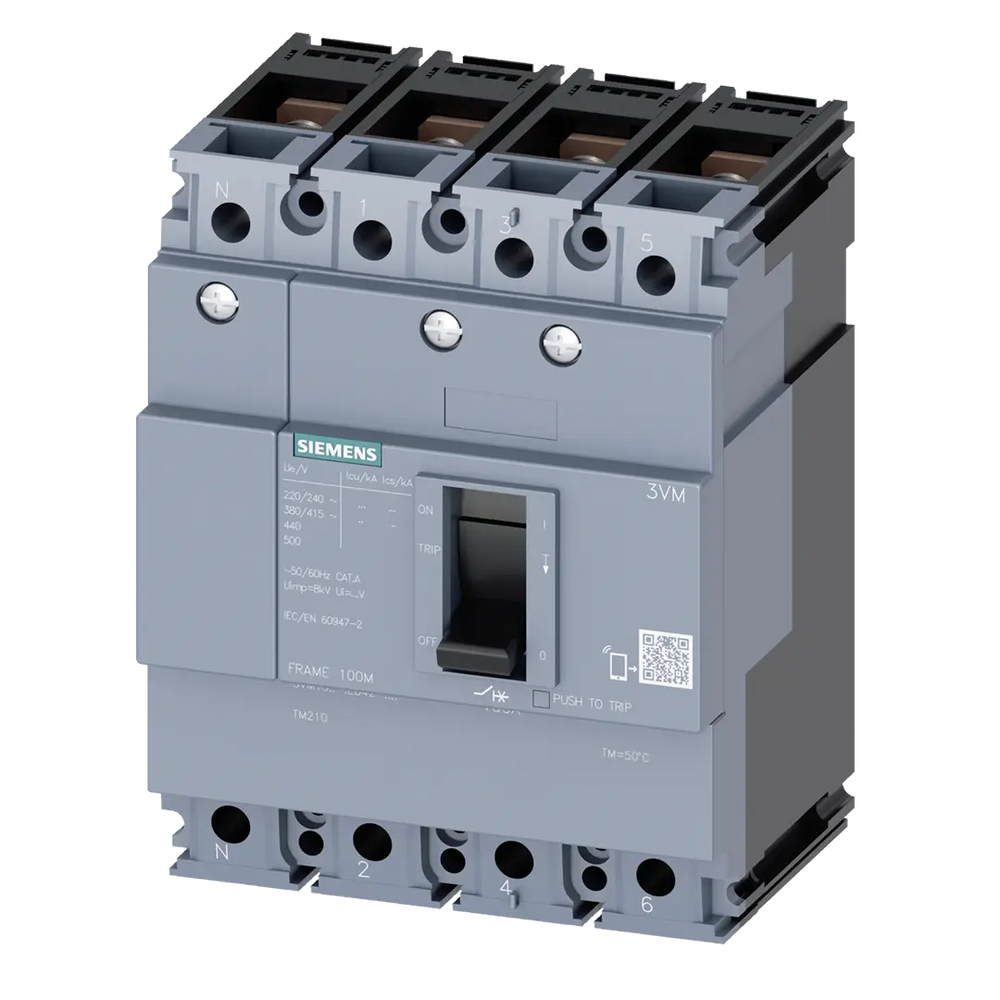 Siemens MCCB, frame size 100, 4-pole, 50A, 16kA - Rubicon Partner Portal