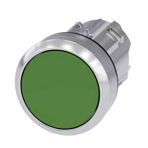 Siemens Pushbutton, green, flat momentary contact, 22mm