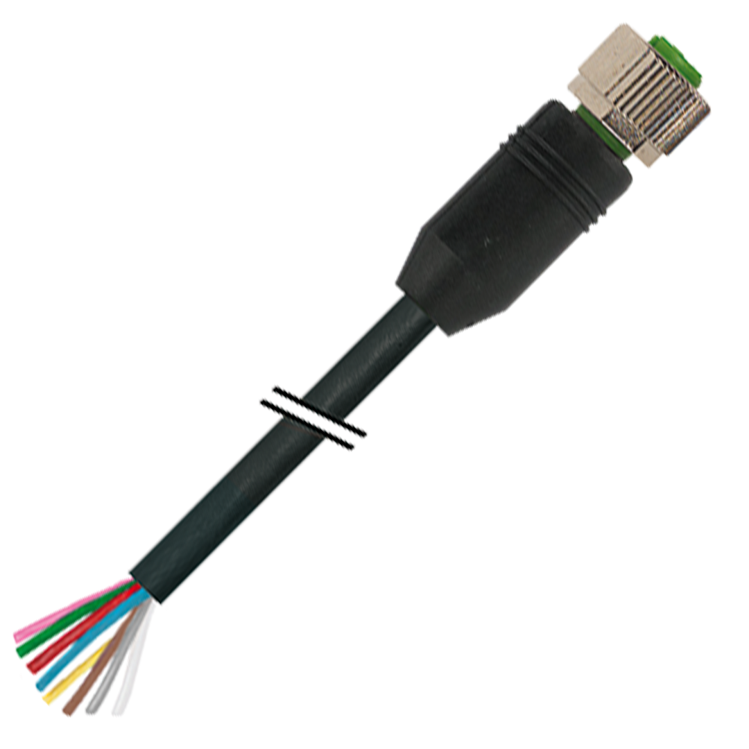 Murr M12 female 0°, A-code with cable, 8-pole, black, 5m - Rubicon Partner Portal