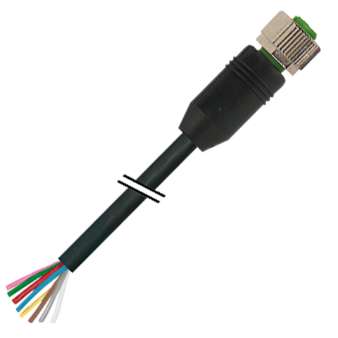 Murr M12 female 0°, A-code with cable, 8-pole, black, 5m - Rubicon Partner Portal