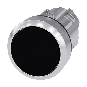 Siemens Pushbutton, black, flat momentary contact type, 22mm