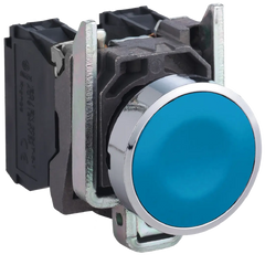 Schneider Push button, metal, Blue, spring return, 1 NO - Rubicon Partner Portal
