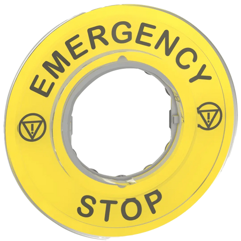 Schneider Emergency stop 3D Legend holder, Yellow - Rubicon Partner Portal