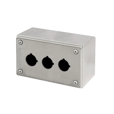 Elfin Push-button enclosure, 3 hole Ø 22, 82x142x85mm - Rubicon Partner Portal