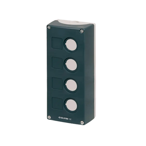 Elfin Push-button enclosure, 4 hole Ø 22, black, 85x194x60 - Rubicon Partner Portal