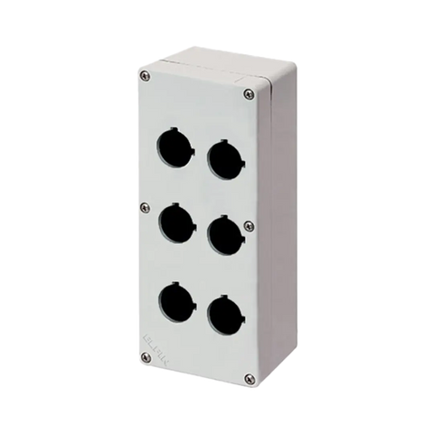 Elfin Push-button enclosure, 6 hole Ø 22, 92x205x70mm - Rubicon Partner Portal